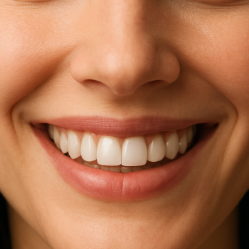Primer plano de una sonrisa femenina con expresión burlona, labios curvados y dientes perfectos, transmitiendo superioridad y juego de poder.