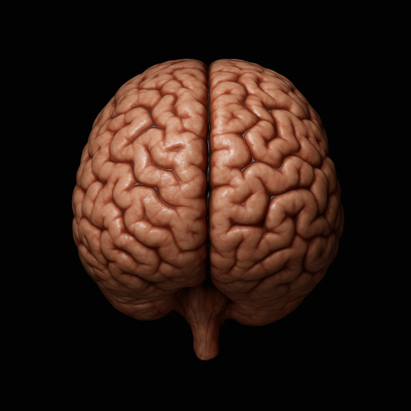 Cerebro humano realista sobre fondo negro, simbolizando el entrenamiento mental