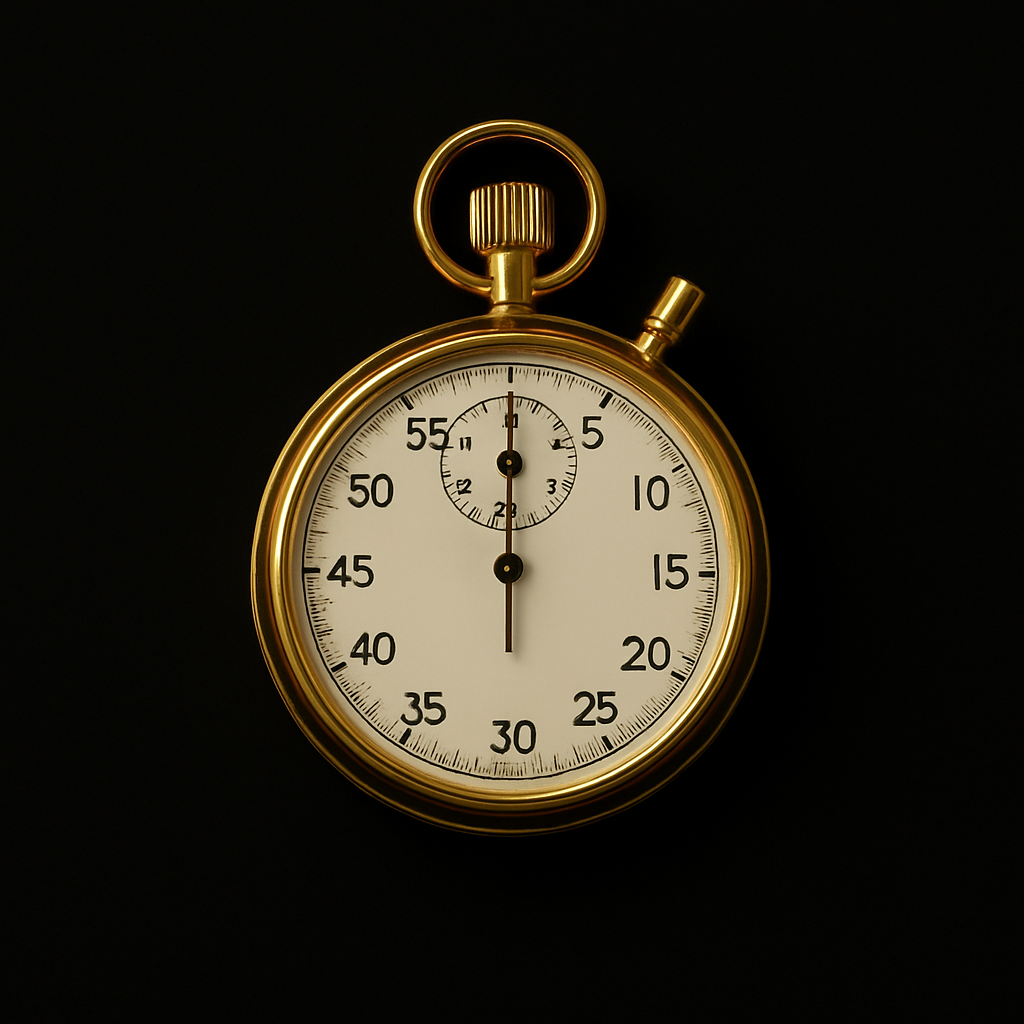 Cuentasegundos dorado sobre fondo negro, simbolizando la espera controlada y la anticipación en la práctica de tease and denial